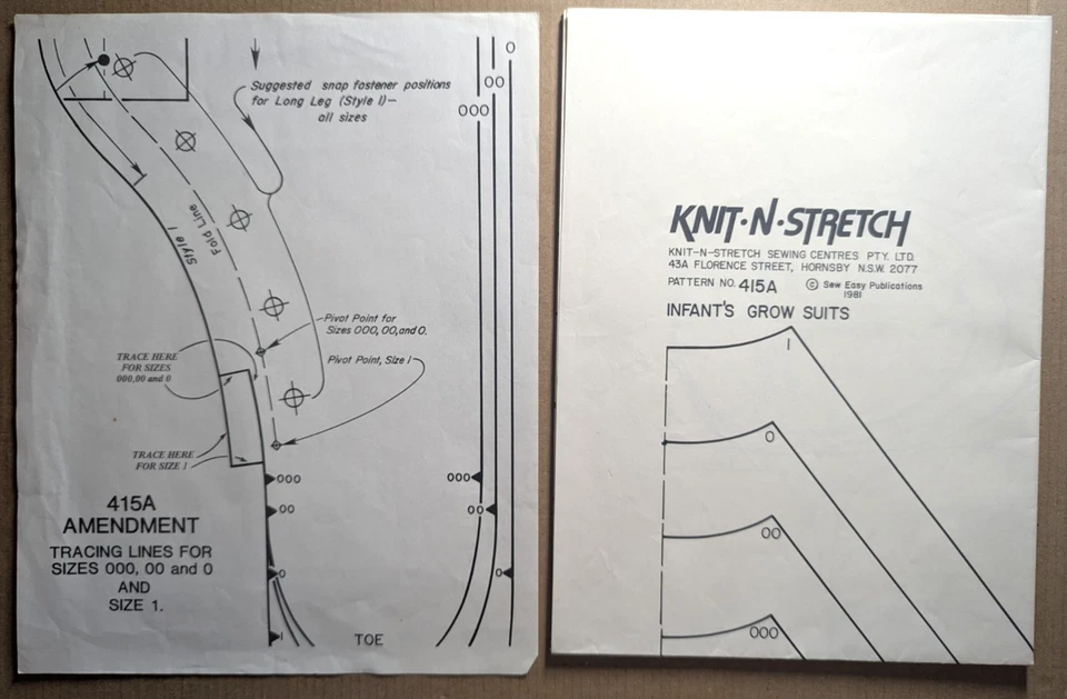 Knit-N-Stretch Infant Grow Suits in 2 Styles 415A Sz 000-1 Vintage UNCUT - Image 4 of 4