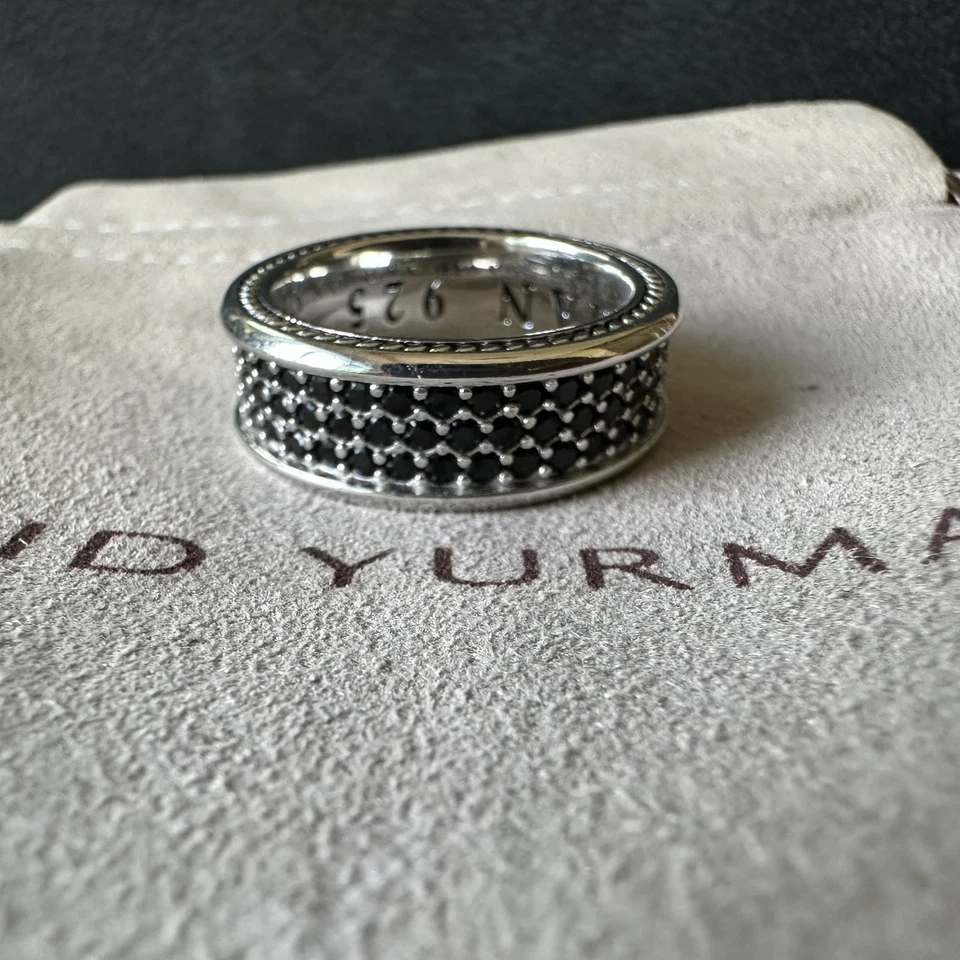 ANILLO BANDA DIAMANTE NEGRO STREAMLINE DAVID YURMAN SS TALLA US 7 Foto 2 de 4