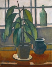 A Rubber Plant On A Window Ledge : Dezsö Czigány : Archival Art Print