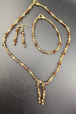 Brown Beaded Necklace Bracelet Earrings Set 8  17  