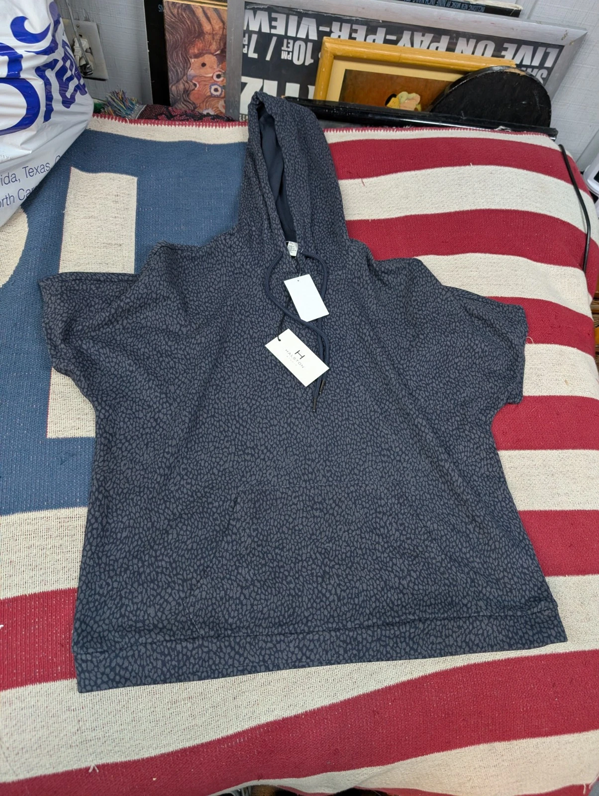Nwt H by Halston Sz XS Sleeveless Hoodie Sweatshirt Blue New With Tags