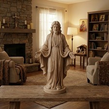 Sacred Heart of Jesus Statue   Maple Wood PLA  Christian Decor