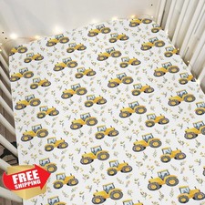 ZoUbqchY Yellow Farm Tractors Crib Sheet