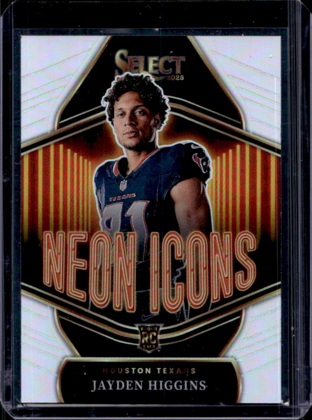 2025 Panini Select Jayden Higgins Neon Icons RC Silver Prizm Rookie #9 Texans