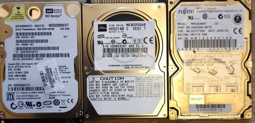 Retro Laptop HDD Set | 4,8GB IDE Rarität (Bj. 2000) + 80GB IDE + 320GB SATA