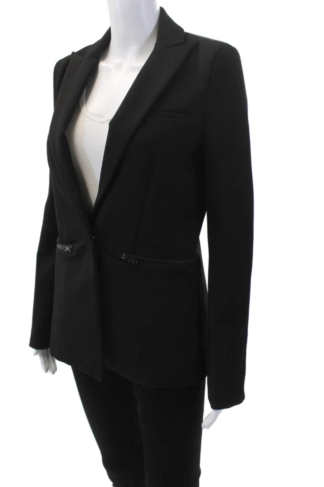 Blazer para mujer Central Park West manga larga sin forro de un botón negro talla S Foto 3 de 4