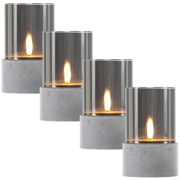4Er Set Led Kerze Glas Windlicht Tischdeko Fensterbank Dekoration Outdoor Indoor-image