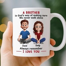 Custom Brother Sister Ceramic Mug – Personalized Cartoon Sibling Gift