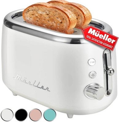 MUELLER HOME Retro Toaster 2 Slice, 7 Browning Levels, 3 Functions Reheat, De...