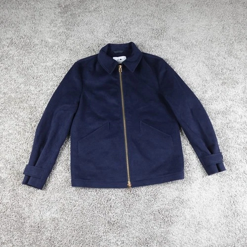 NN07 Jeremy Stadium Jacket 8420 Cashmere Mens Wool Blue Zip Size Small - product listing photo