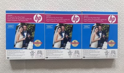 LOT OF 3 HP Premium Plus Photo High Gloss Paper 60 Sheets per box 5x7 InkJet