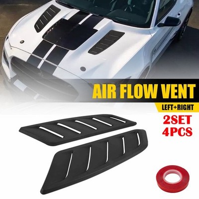 4x Air Flow Intake Hood Scoop Vent Bonnet Cover Trim Car Decorative Black ABS EA