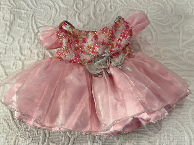 Build A Bear Ballerina Sparkle Dress Pink Ruffled Tulle Clothe Dance Costume
