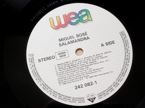 Miguel Bose/Salamandra/1987 WEA LP/Ex BBC Gramophone Library/EX - Picture 10 of 11