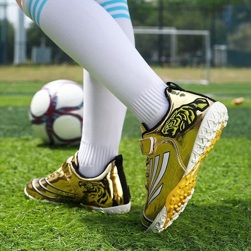Children Football boots Kids Soccer Shoes Cleats Firm Non Slip Training Laceless - Picture 3 of 48