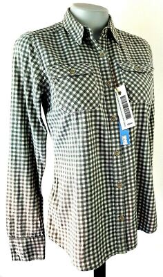EDDIE BAUER Damen grau kariert weich Flanell L/S SHIRT TOP Bluse - XS - UK6 - EU34