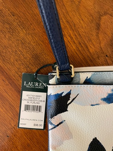Ralph Lauren Anfield II Crossbody Bag-Blue Floral-MSRP $98-NWT - Picture 2 of 4