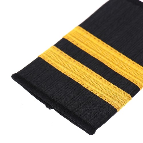 1Pair Epaulettes Professional Pilot Uniform Epaulets Gold Stripe Shoulder Bad YT - Picture 11 of 15