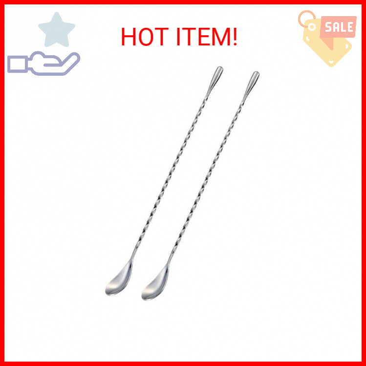 Briout Bar Spoon Cocktail Mixing Stirrers for Drink, Stainless Steel 12 Inches L