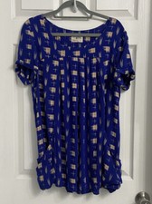 Anthropologie Holding Horses Abstractions Blue Pattern Swing Tunic Womens Size S
