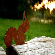 Squirrel Shaped Garden Patio Decor Corten Steel Metal Ornament Outdoor Lawn Yard