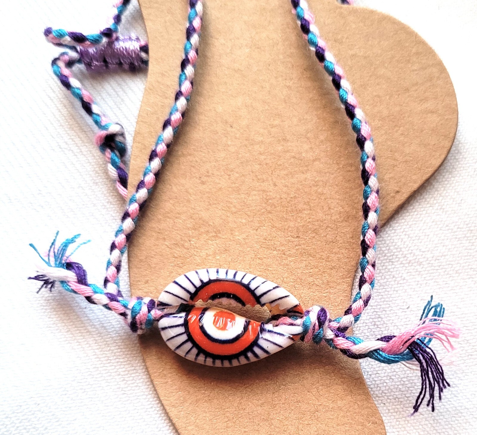 NEW Purple Plaited Cord Adjustable Shell Charm Anklet Summer Fashion Holiday