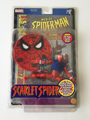 NOT MINT: Marvel Scarlet Spider Action Figure with Web Of Spider-Man Comic