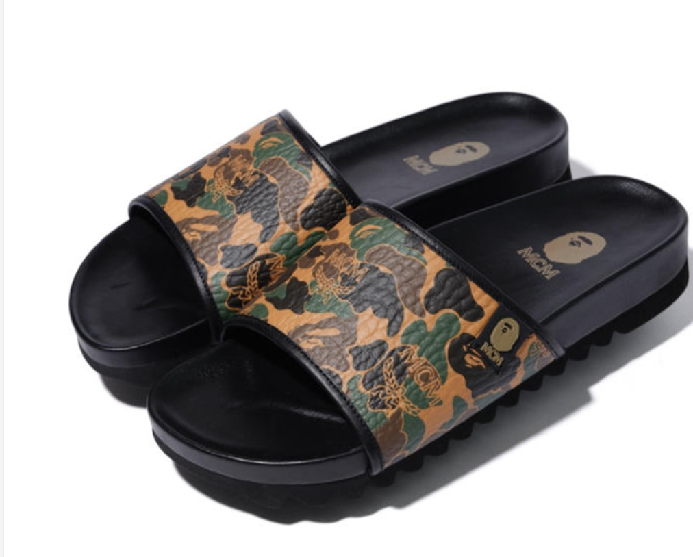 A BATHING APE BAPE MCM Collaboration CAMO Slide Sandal US Mens 10 NEW RARE  | eBay