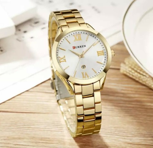 Orologio Donna Acciaio Inox Curren cinturino Oro giallo quarzo elegante  lusso | eBay