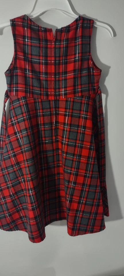 Bonnie Jean Girls Dress Size 5 A-line Red Plaid With Gray Bow - Image 4 of 4