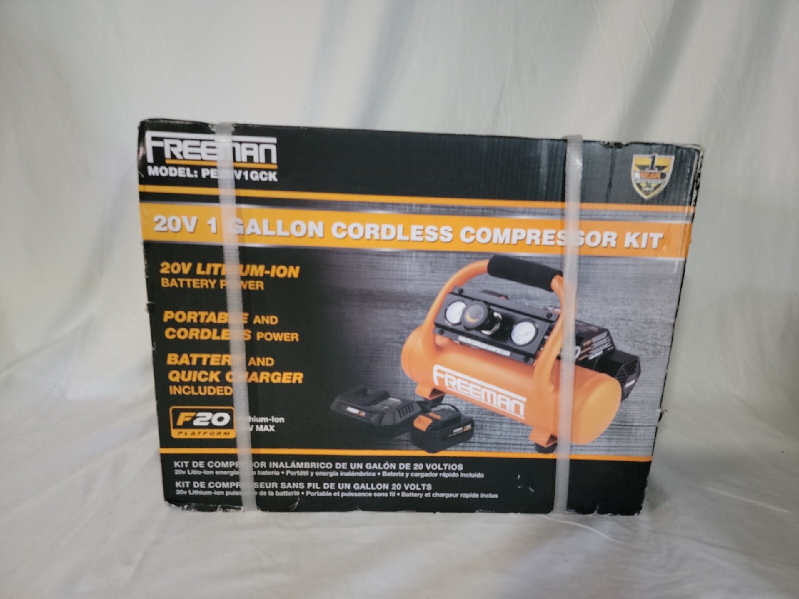 Freeman PE20V1GCK Cordless Air Compressor Kit with Rechargeable Battery and...