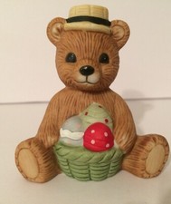 Homco Teddy Bear Easter w/Basket of Eggs Figu...