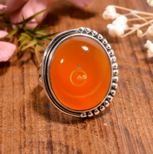 Natural Orange Carnelian Ring 925 Sterling Silver Rings Jewelry Gift for Her