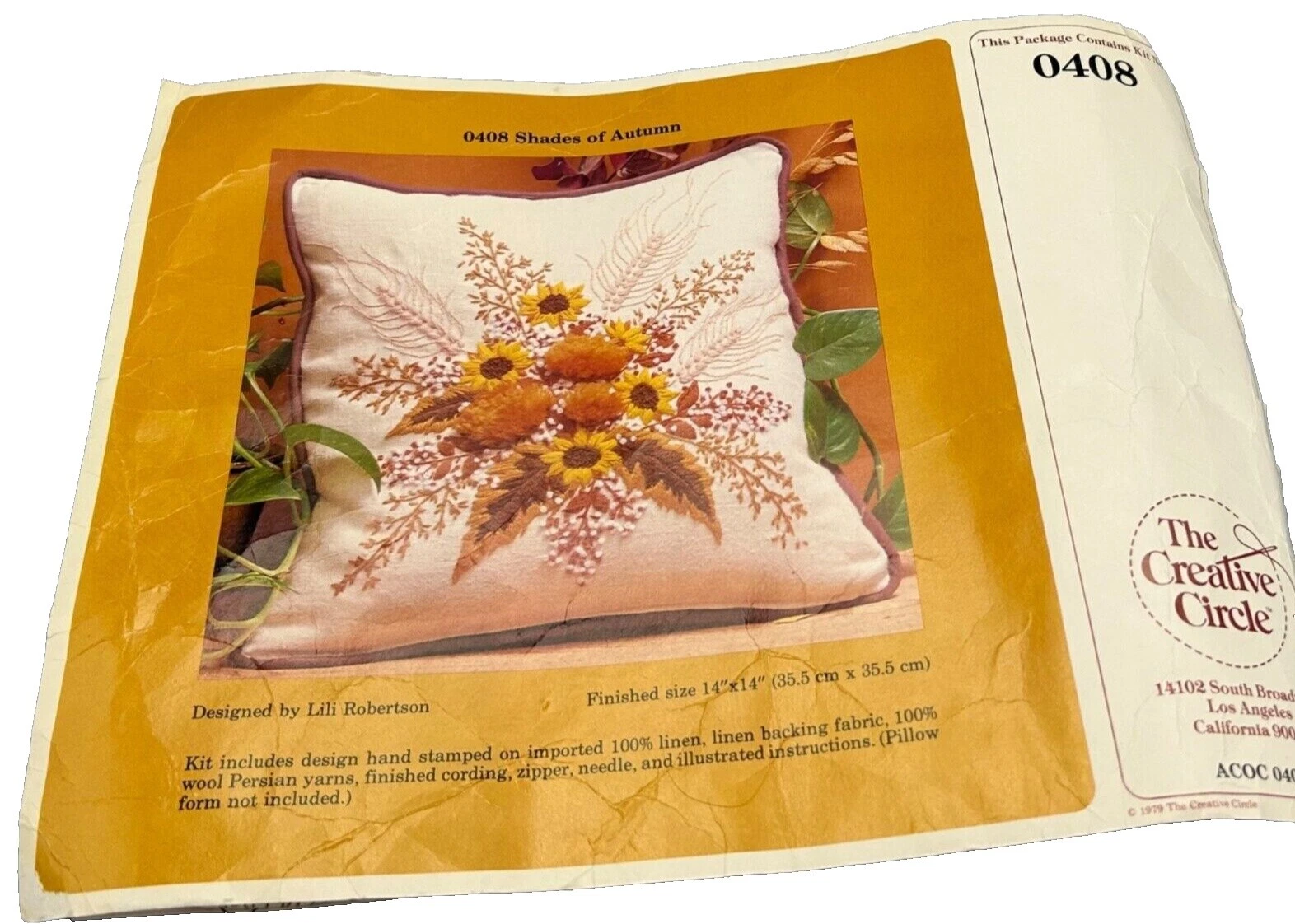 The Creative Circle Pillow Cover Crewel Embroidery Kits