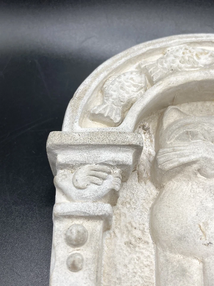 Винтажная садовая табличка Carruth Studios кошка рыба и мыши настенный декор высота 8,25 дюйма - Изображение 4 из 4