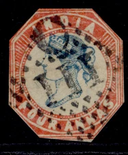 INDIA GVI SG19, 4a blue & red, USED. Cat £900. HEAD DIE II FRAME DIE I