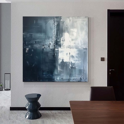 Große Wandkunst grau abstrakt Malerei weiß Malerei Wohnkultur Wohnzimmer - Bild 3 von 9