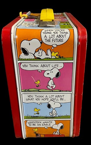 Peanuts Lunch Box Schulz 1973 Charlie Brown Snoopy aiuto psichiatrico senza thermos - Foto 4 di 22