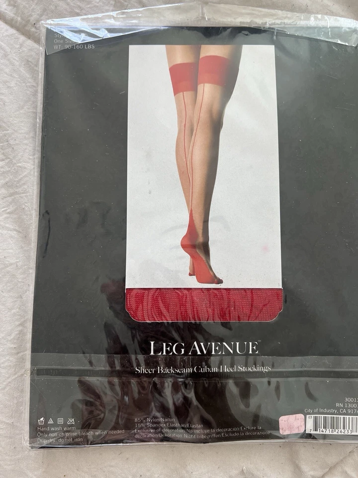 LOTE DE 2 - MEDIAS TACÓN CUBANO NUEVAS MODA COMPLETA ROJO/BEIGE + NEGRO/BEIGE OSFA Foto 2 de 4