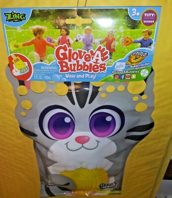 ZING GLOVE-A-BUBBLES  2PK YOU PICK ( 2) OF Cat  Dog Peacock Raccoon WAVE & PLAY