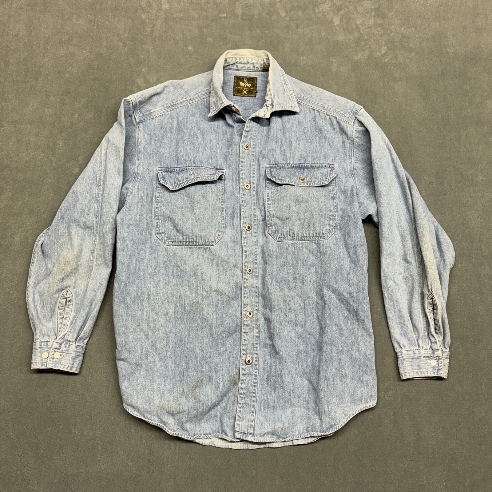 Mossimo Construction Button Up Collared Blue 100%… - image 1