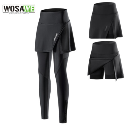 WOSAWE Damen Outdoor Fahrradhose mit Rock, gepolstert als Lange Hose oder Shorts