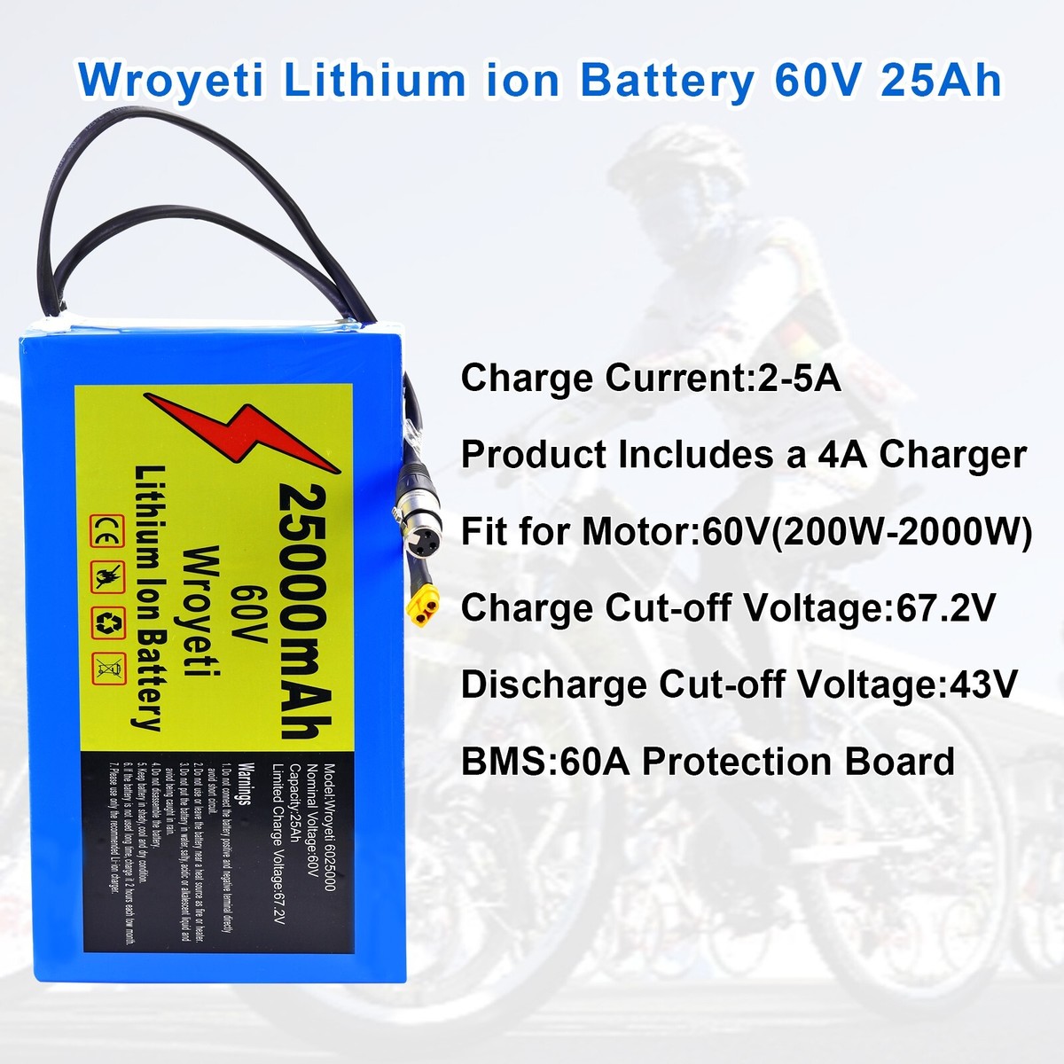 Ebike バッテリー 25ah Amazon.com : 60V 25Ah Ebike Battery 25000mah Lithium LiFePO4