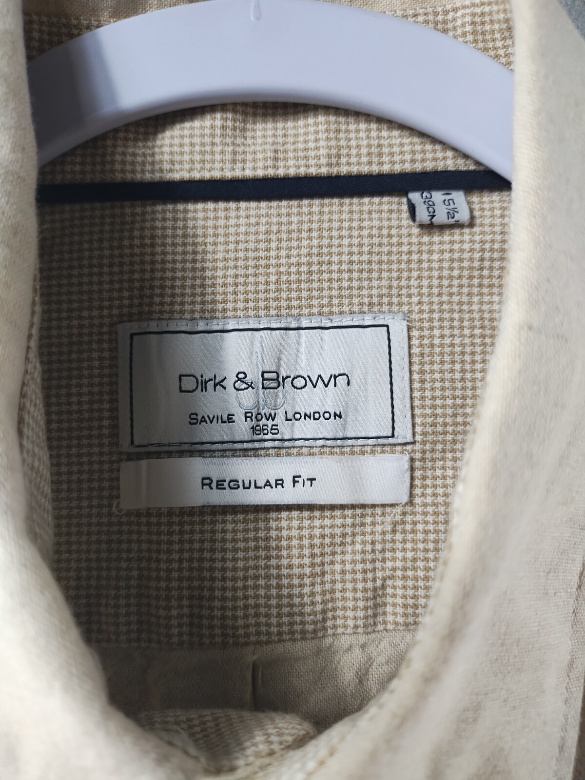 FILA Camicia abito da uomo beige Dirk & Brown Savile Row London taglia 15 5 misto lino