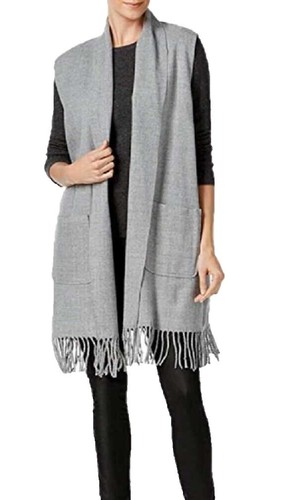 Ichi Antiquites Alpaca Blend Knit Vest Color Gray Free Size
