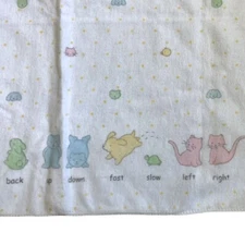 Mount Vernon Mills Receiving Baby Blanket Flannel Pastel Animals Opposites