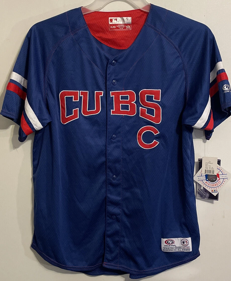 NEW True Fan MLB Chicago Cubs Button up Baseball Jersey XL Boys