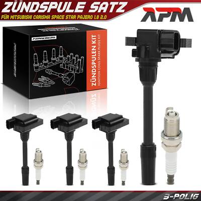4x Zündspule + 4x Zündkerze für Mitsubishi Carisma Space Star 1.8 Pajero 1.8 2.0
