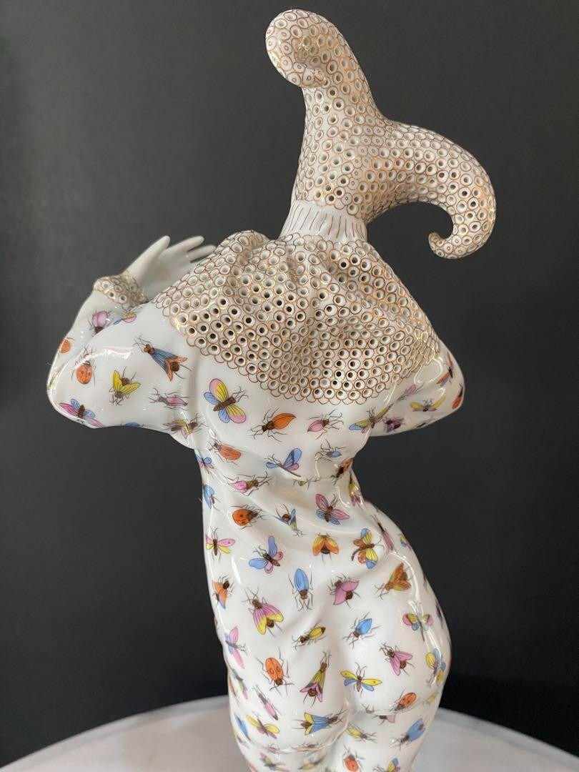 HEREND MASTERPIECE carnival lady , PORCELAIN FIGURINE