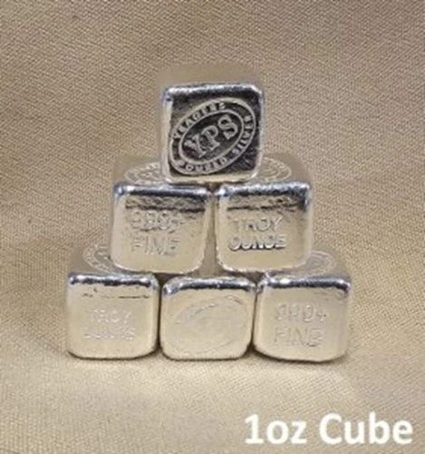 1 oz Hand Poured 999 Silver Bullion Bar "Cube" by YPS - Yeager's Poured Silver